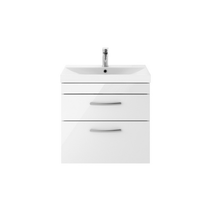 Nuie Athena 600mm Wall Hung 2 Drawer Vanity With Thin-Edge 1 Tap Hole Basin (1 size, 3 colours) - Brand New Bathrooms