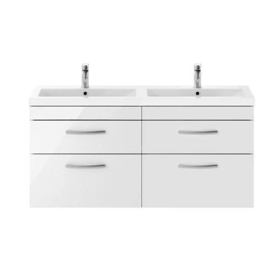Nuie Athena Wall Hung Cabinet With Double Ceramic Basin (1 size, Gloss White) - Brand New Bathrooms
