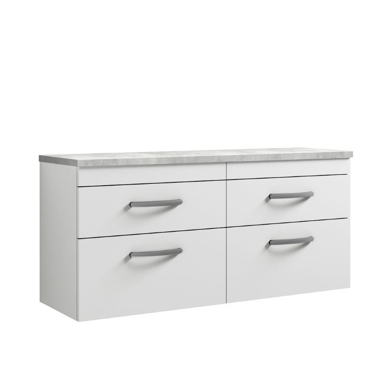 Nuie Athena Wall Hung 4-Drawer Unit & Laminate Worktop (1 size, Gloss White) - Brand New Bathrooms