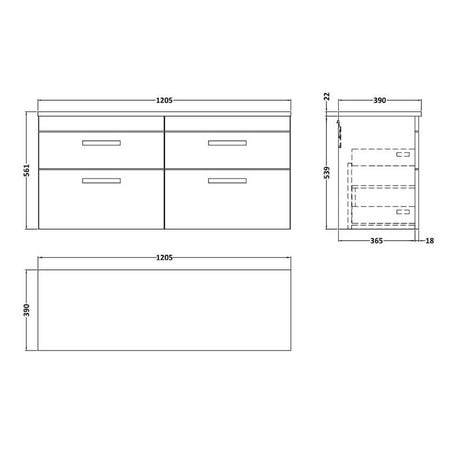 Nuie Athena Wall Hung 4-Drawer Unit & Laminate Worktop (1 size, Gloss White) - Brand New Bathrooms
