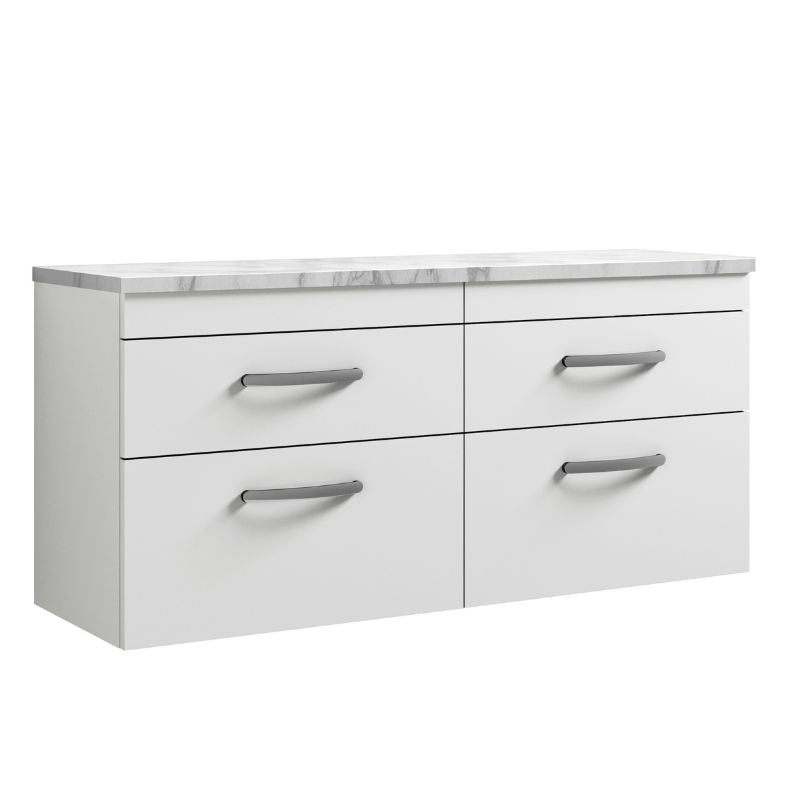 Nuie Athena Wall Hung 4-Drawer Unit & Laminate Worktop (1 size, Gloss White) - Brand New Bathrooms
