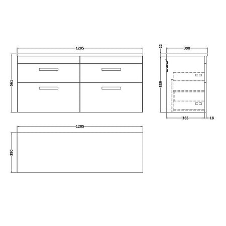 Nuie Athena Wall Hung 4-Drawer Unit & Laminate Worktop (1 size, Gloss White) - Brand New Bathrooms