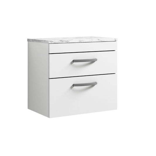 Nuie Athena Wall Hung 2-Drawer Unit & Laminate Worktop (1 size, Gloss White) - Brand New Bathrooms
