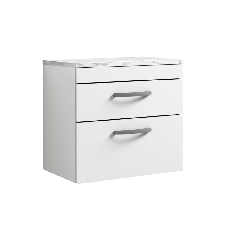 Nuie Athena Wall Hung 2-Drawer Unit & Laminate Worktop (1 size, Gloss White) - Brand New Bathrooms