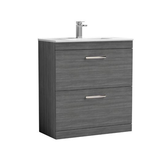 Nuie Athena 800mm Floor Standing 2 Drawer Vanity With Minimalist 1 Tap Hole Basin (1 size, 3 colours) - Brand New Bathrooms
