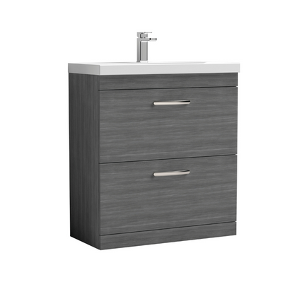 Nuie Athena 800mm Floor Standing 2 Drawer Vanity With Thin-Edge 1 Tap Hole Basin (1 size, 3 colours) - Brand New Bathrooms