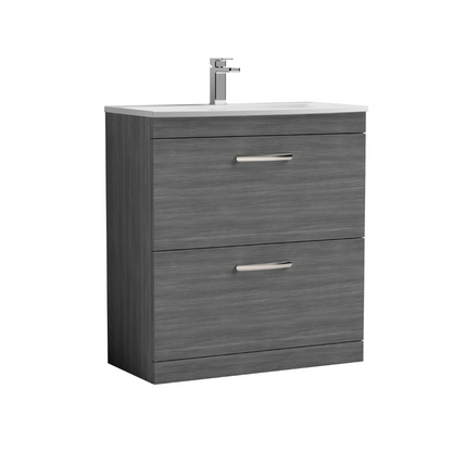 Nuie Athena 800mm Floor Standing 2 Drawer Vanity With Curved 1 Tap Hole Basin (1 size, 3 colours) - Brand New Bathrooms