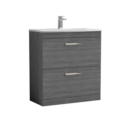 Nuie Athena 800mm Floor Standing 2 Drawer Vanity With Curved 1 Tap Hole Basin (1 size, 3 colours) - Brand New Bathrooms