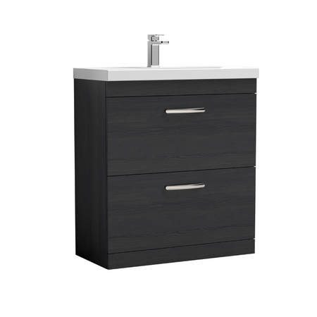 Nuie Athena 800mm Floor Standing 2 Drawer Vanity With Mid-Edge 1 Tap Hole Basin (1 size, 3 colours) - Brand New Bathrooms