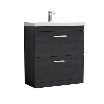 Nuie Athena 800mm Floor Standing 2 Drawer Vanity With Thin-Edge 1 Tap Hole Basin (1 size, 3 colours) - Brand New Bathrooms