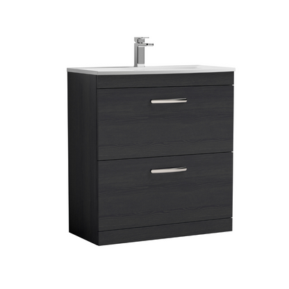 Nuie Athena 800mm Floor Standing 2 Drawer Vanity With Curved 1 Tap Hole Basin (1 size, 3 colours) - Brand New Bathrooms