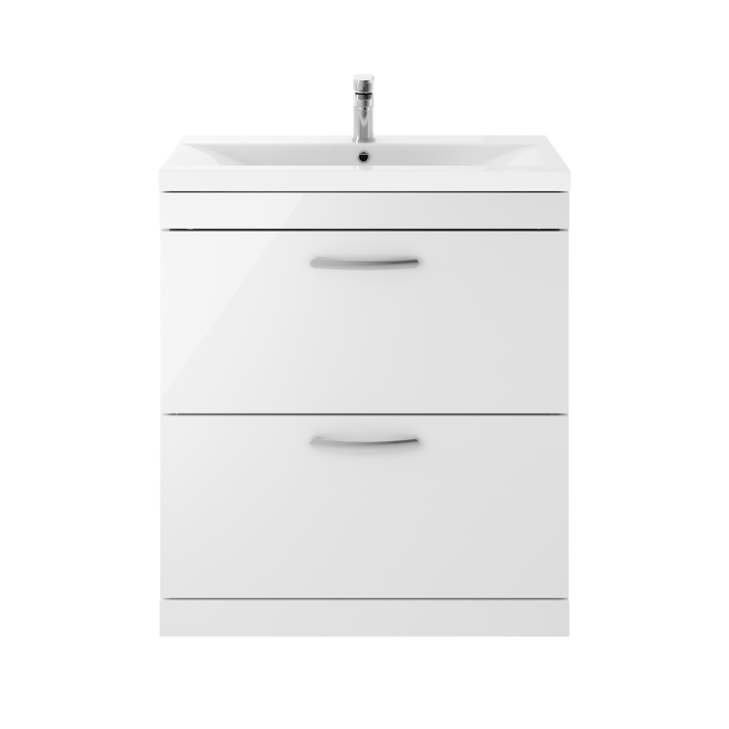 Nuie Athena 800mm Floor Standing 2 Drawer Vanity With Mid-Edge 1 Tap Hole Basin (1 size, 3 colours) - Brand New Bathrooms