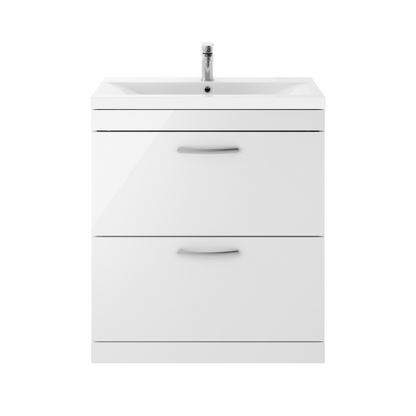 Nuie Athena 800mm Floor Standing 2 Drawer Vanity With Mid-Edge 1 Tap Hole Basin (1 size, 3 colours) - Brand New Bathrooms