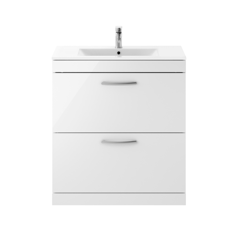 Nuie Athena 800mm Floor Standing 2 Drawer Vanity With Minimalist 1 Tap Hole Basin (1 size, 3 colours) - Brand New Bathrooms