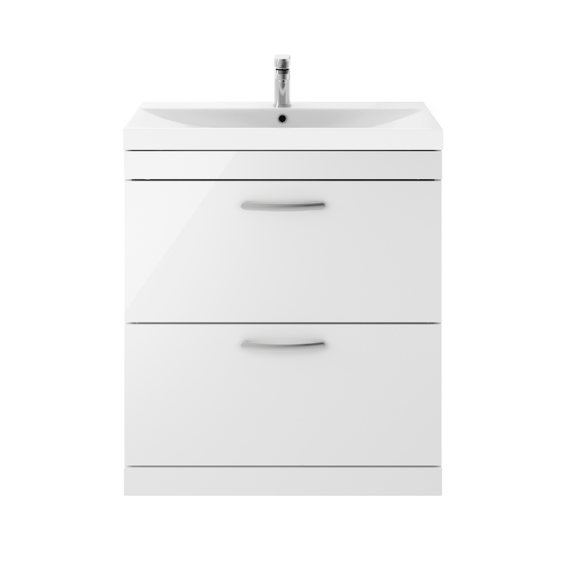 Nuie Athena 800mm Floor Standing 2 Drawer Vanity With Thin-Edge 1 Tap Hole Basin (1 size, 3 colours) - Brand New Bathrooms