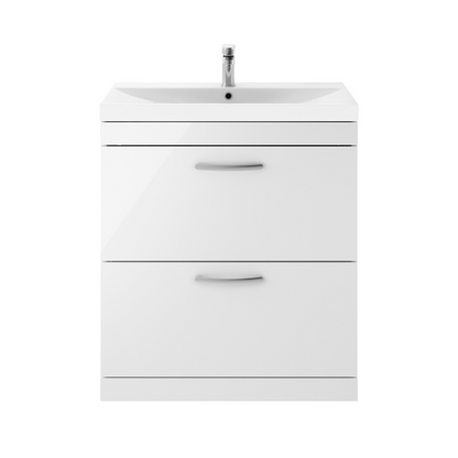 Nuie Athena 800mm Floor Standing 2 Drawer Vanity With Thin-Edge 1 Tap Hole Basin (1 size, 3 colours) - Brand New Bathrooms