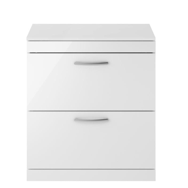 Nuie Athena Floor Standing 2 Drawer Vanity With Worktop (1 size, Gloss White) - Brand New Bathrooms