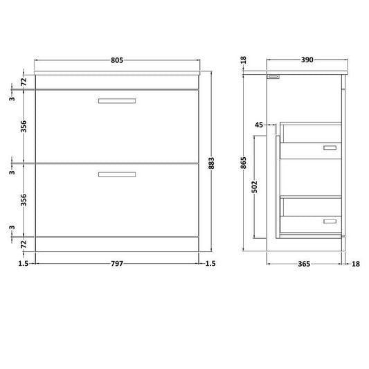 Nuie Athena Floor Standing 2 Drawer Vanity With Worktop (1 size, Gloss White) - Brand New Bathrooms