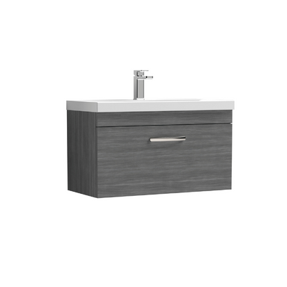 Nuie Athena 800mm Wall Hung Single Drawer Vanity With Mid-Edge 1 Tap Hole Basin (1 size, 3 colours) - Brand New Bathrooms