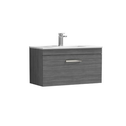 Nuie Athena 800mm Wall Hung Single Drawer Vanity With Minimalist 1 Tap Hole Basin (1 size, 3 colours) - Brand New Bathrooms