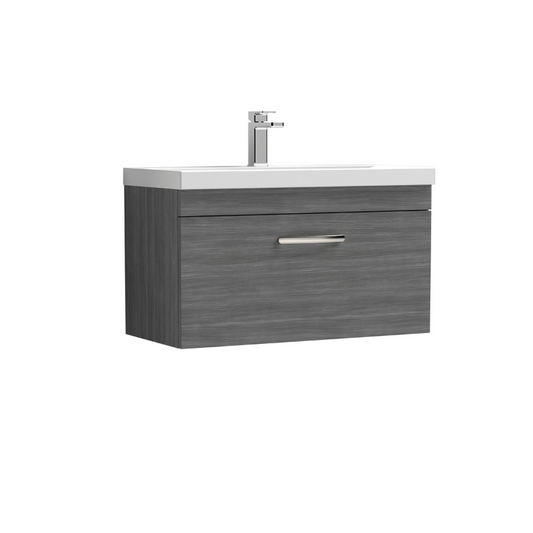 Nuie Athena 800mm Wall Hung Single Drawer Vanity With Thin-Edge 1 Tap Hole Basin (1 size, 3 colours) - Brand New Bathrooms