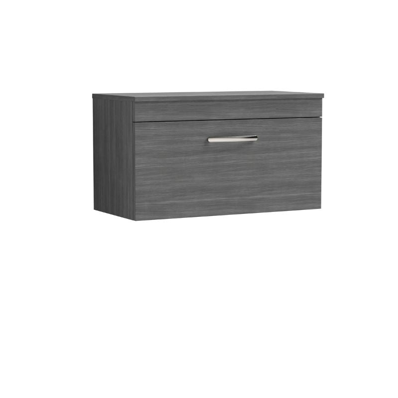 Nuie Athena Wall Hung Single Drawer Vanity With Worktop (1 size, 2 colours) - Brand New Bathrooms