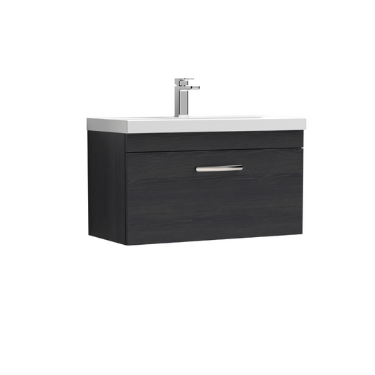 Nuie Athena 800mm Wall Hung Single Drawer Vanity With Mid-Edge 1 Tap Hole Basin (1 size, 3 colours) - Brand New Bathrooms