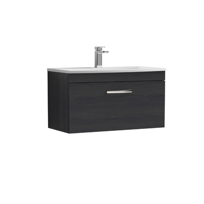 Nuie Athena 800mm Wall Hung Single Drawer Vanity With Curved 1 Tap Hole Basin (1 size, 3 colours) - Brand New Bathrooms