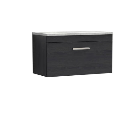 Nuie Athena Wall Hung Single Drawer Vanity With Grey Worktop (1 size, 2 colours) - Brand New Bathrooms