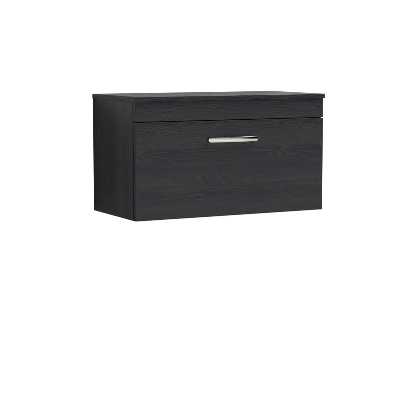 Nuie Athena Wall Hung Single Drawer Vanity With Worktop (1 size, 2 colours) - Brand New Bathrooms