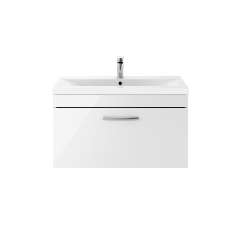 Nuie Athena 800mm Wall Hung Single Drawer Vanity With Mid-Edge 1 Tap Hole Basin (1 size, 3 colours) - Brand New Bathrooms