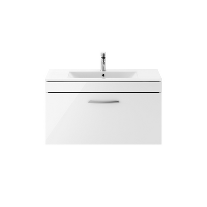 Nuie Athena 800mm Wall Hung Single Drawer Vanity With Minimalist 1 Tap Hole Basin (1 size, 3 colours) - Brand New Bathrooms