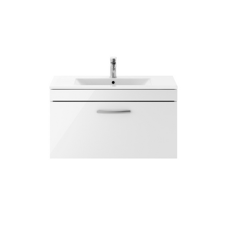 Nuie Athena 800mm Wall Hung Single Drawer Vanity With Minimalist 1 Tap Hole Basin (1 size, 3 colours) - Brand New Bathrooms