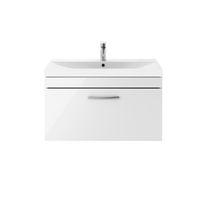 Nuie Athena 800mm Wall Hung Single Drawer Vanity With Thin-Edge 1 Tap Hole Basin (1 size, 3 colours) - Brand New Bathrooms