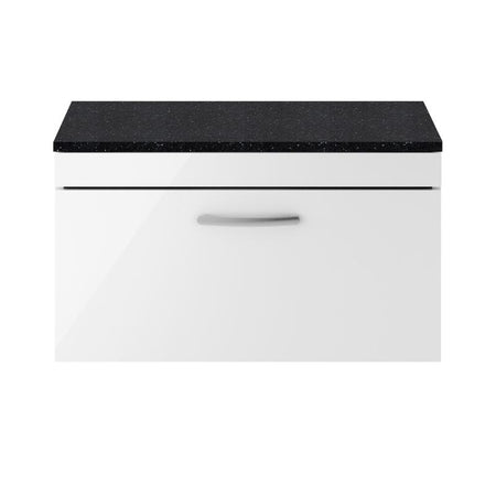 Nuie Athena Wall Hung Single Drawer Vanity With Worktop (2 sizes, Gloss White) - Brand New Bathrooms