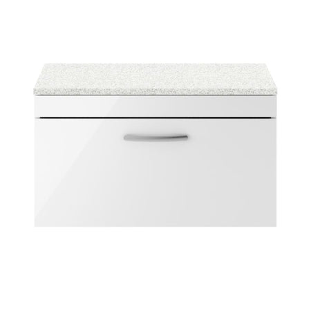 Nuie Athena Wall Hung Single Drawer Vanity With Worktop (2 sizes, Gloss White) - Brand New Bathrooms