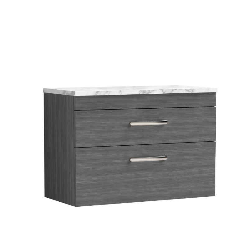 Nuie Athena Wall Hung 2-Drawer Unit & Laminate Worktop (1 size, 2 colours) - Brand New Bathrooms