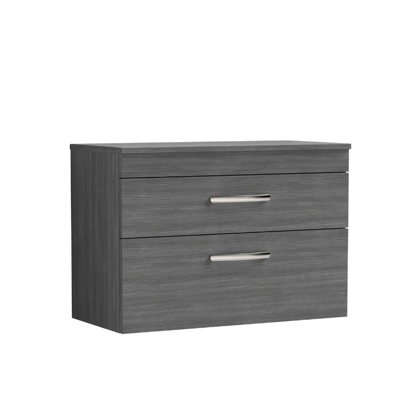 Nuie Athena Wall Hung 2 Drawer Vanity With Worktop (1 size, 2 colours) - Brand New Bathrooms