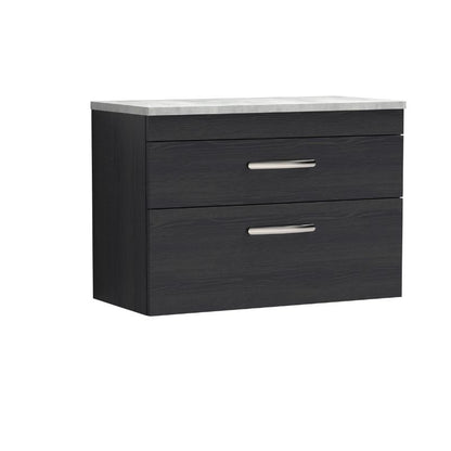 Nuie Athena Wall Hung 2 Drawer Vanity With Grey Worktop (1 size, 2 colours) - Brand New Bathrooms