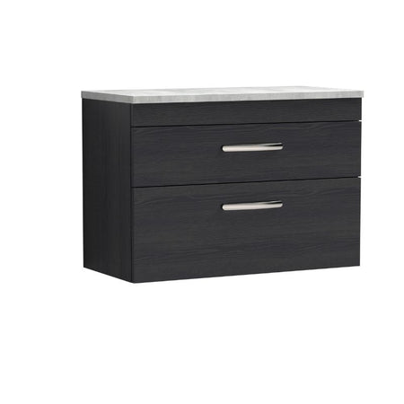 Nuie Athena Wall Hung 2 Drawer Vanity With Grey Worktop (1 size, 2 colours) - Brand New Bathrooms