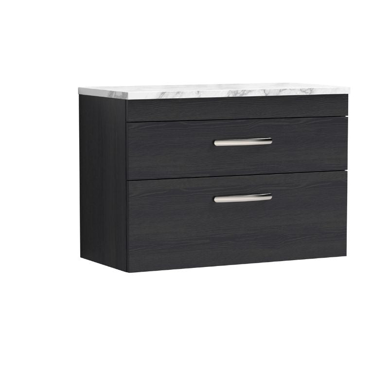 Nuie Athena Wall Hung 2-Drawer Unit & Laminate Worktop (1 size, 2 colours) - Brand New Bathrooms