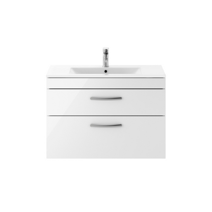 Nuie Athena 800mm Wall Hung 2 Drawer Vanity With Minimalist 1 Tap Hole Basin (1 size, 3 colours) - Brand New Bathrooms