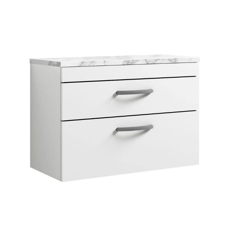 Nuie Athena Wall Hung 2-Drawer Unit & Laminate Worktop (1 size, Gloss White) - Brand New Bathrooms