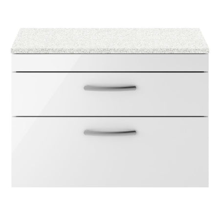 Nuie Athena Wall Hung 2 Drawer Vanity With Worktop (2 size, Gloss White) - Brand New Bathrooms