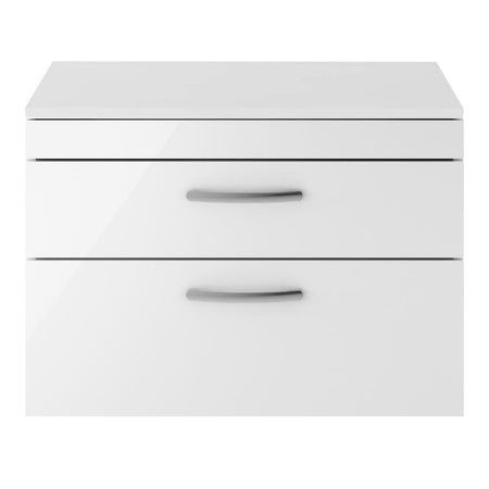 Nuie Athena Wall Hung 2 Drawer Vanity With Worktop (2 size, Gloss White) - Brand New Bathrooms