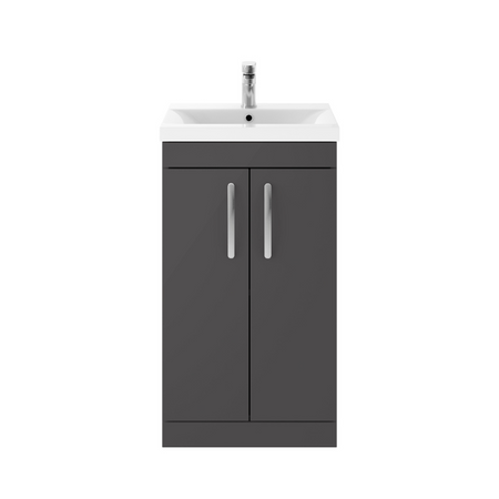 Nuie Athena 500mm Floor Standing 2 Door Vanity With Mid-Edge 1 Tap Hole Basin (1 size, Gloss Grey) - Brand New Bathrooms