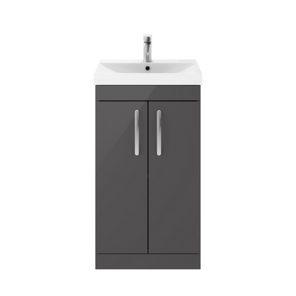 Nuie Athena 500mm Floor Standing 2 Door Vanity With Thin-Edge 1 Tap Hole Basin 3 (1 size, Gloss Grey) - Brand New Bathrooms