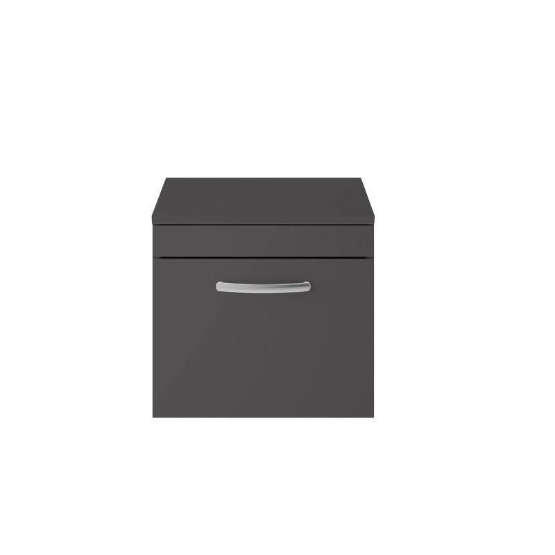 Nuie Athena Wall Hung Single Drawer Vanity With Worktop (1 size, Gloss Grey) - Brand New Bathrooms