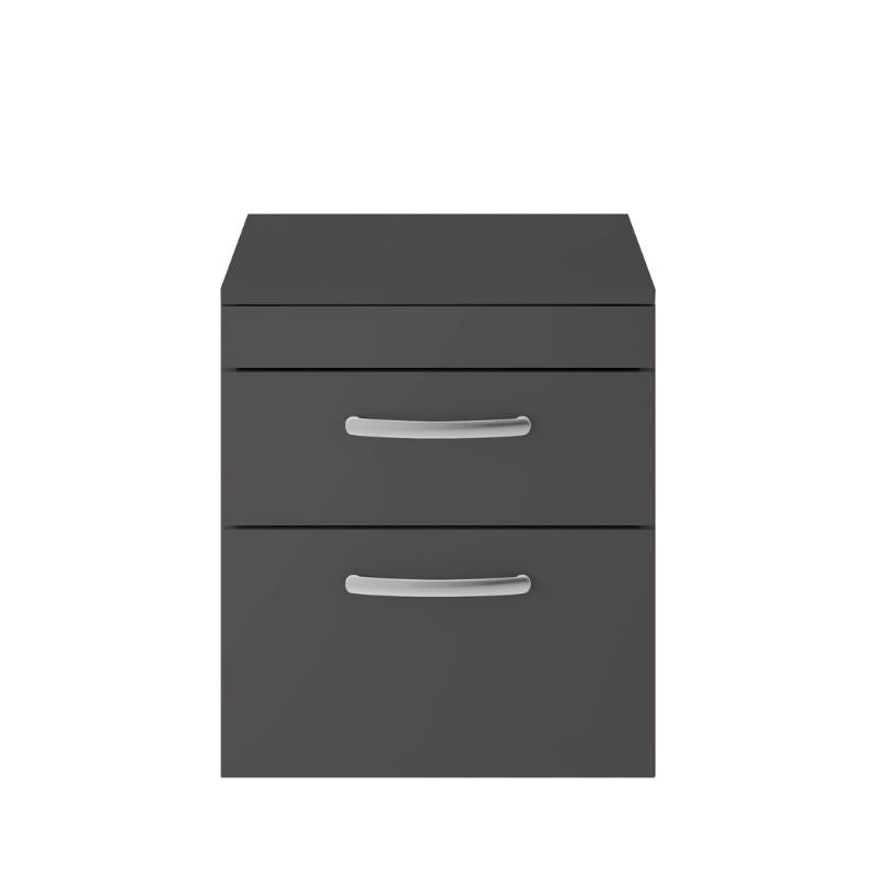 Nuie Athena Wall Hung 2 Drawer Vanity With Worktop (1 size, Gloss Grey) - Brand New Bathrooms