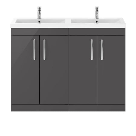 Nuie Athena Floor Standing 4 Door Vanity With Twin Basin (1 size, Gloss Grey) - Brand New Bathrooms